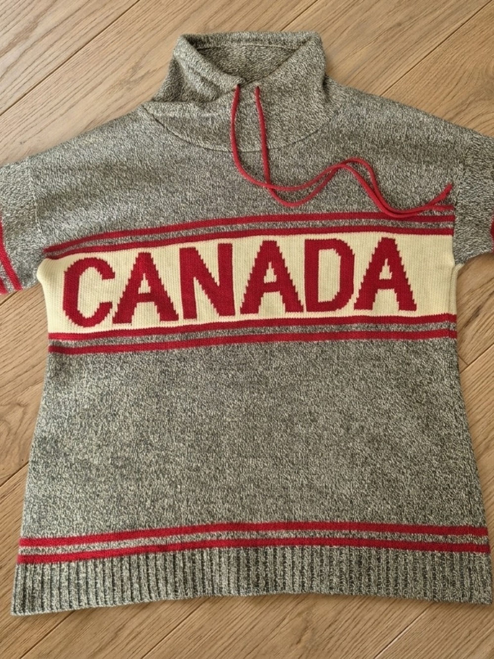 Vintage Cotton Country Canada Cowl Neck Knit Sweater - Size Small